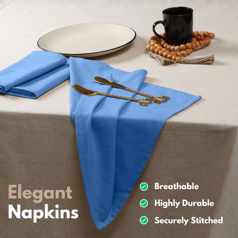 Native Fab Cloth Dinner Napkins, Set of 12, 17"x17", Soft, Absorbent, 100% Cotton, Restaurant Hotel Quality - Cocktail Napkins, Wedding, Dinner Napkins - Everyday Use, Easy Care Washable - Sky Blue - Image 3